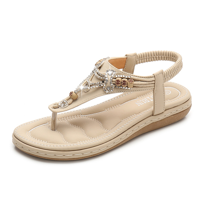 Beaded Wedge Thong Sandals · YANYAN China shoe factory