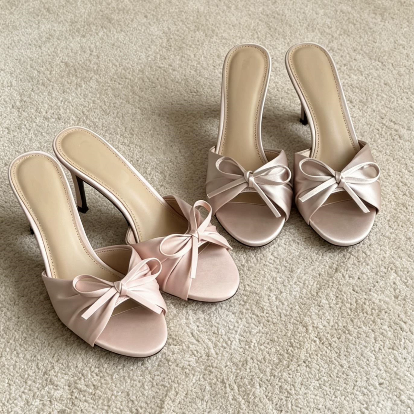 Nouvelles sandales à talon haut nœud satin bout rond ouvert été 2026 femme · MOHE China shoe factory
