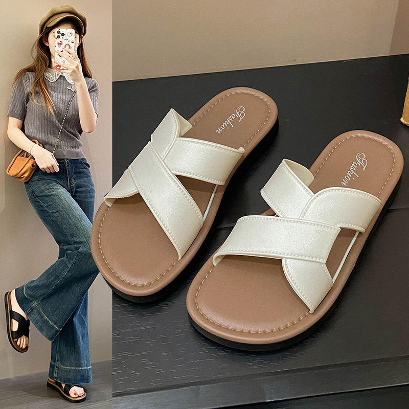 Women's Cross-Strap Flat Slippers · YANYAN China shoe factory