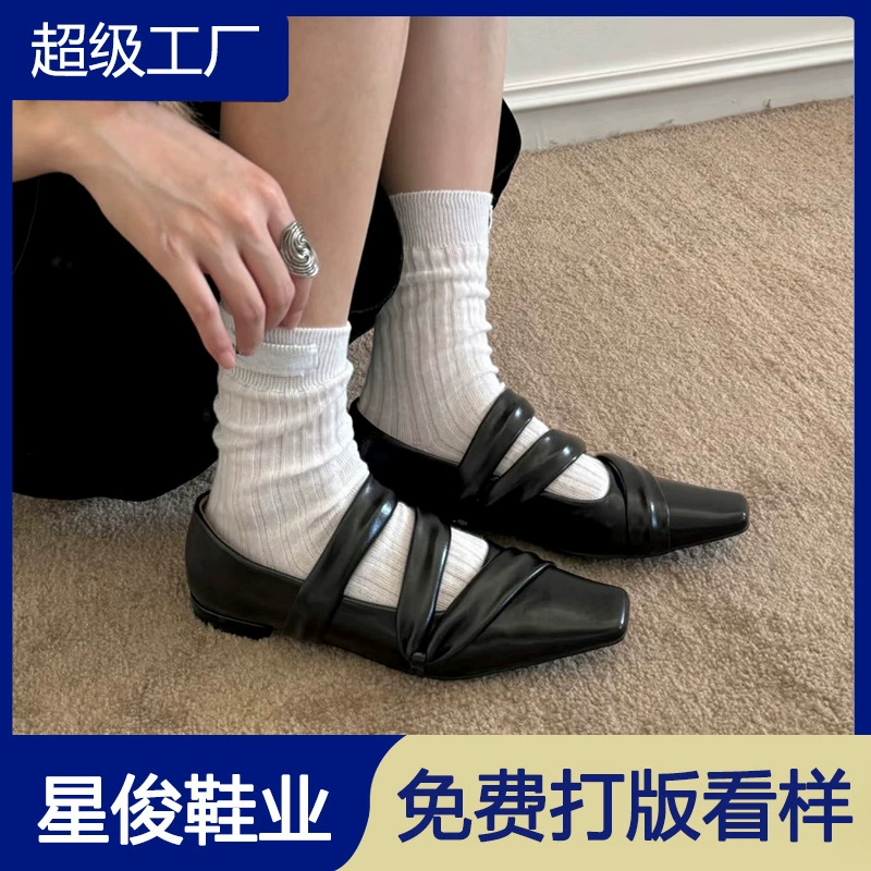 2026 Neu Retro Weichleder Quadratische Zehe Ballett Flats für Damen Frühling Chunky Heel Mary Jane Schuhe · MOHE China shoe factory