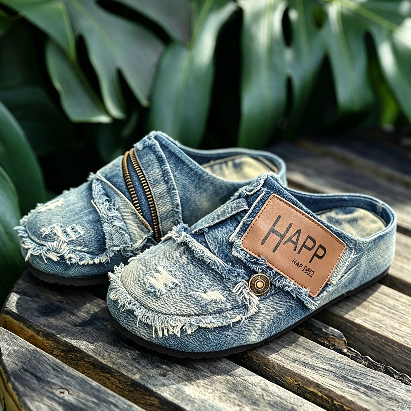 Men's Washed Denim Slip-On Sandals · YANYAN China shoe factory