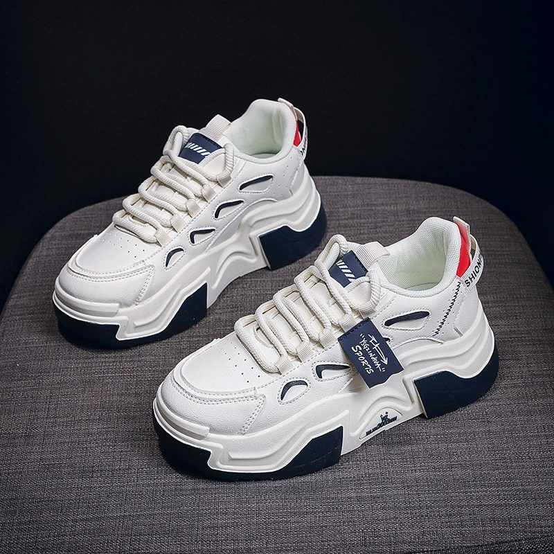Koreanischer Stil Plateausohle Chunky Sneaker für Damen Herbst Freizeit-Laufschuhe C-5501
