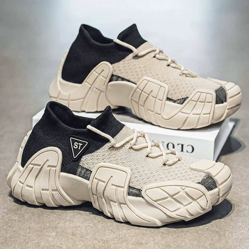 Herren Sommer atmungsaktive Strick-Mesh-Laufschuhe weiche Sohle erhöhend Dad-Sneaker · MOHE China shoe factory