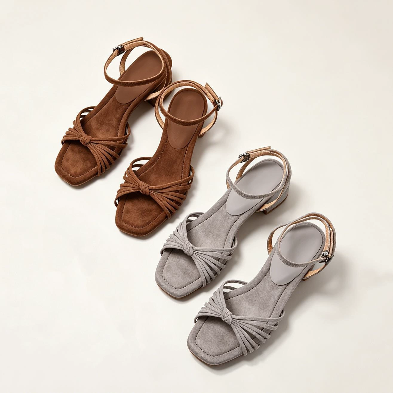 Women's Square Open Toe Sandals, Matte Chunky Heel One-Strap Roman Twisted 2026