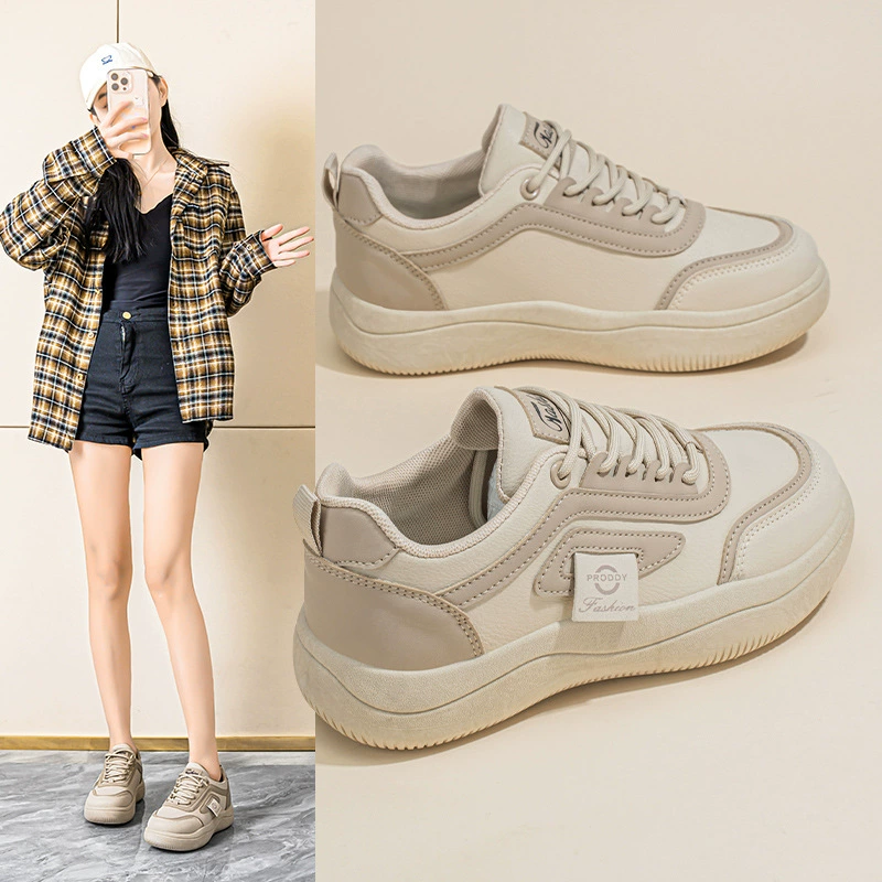 Chaussures blanches respirantes femme printemps, sneakers Dad décontractées à semelle épaisse style coréen