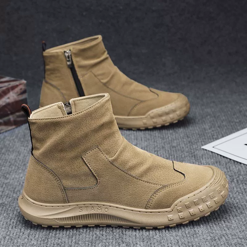 2026 Sapatos de Trabalho Masculinos Cano Alto Antiderrapantes Resistentes ao Desgaste Impermeáveis Sola Grossa Conforto