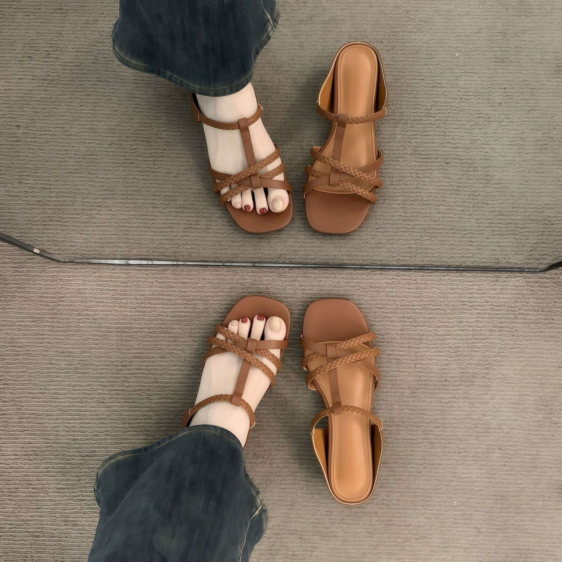 Women's Retro Wedge Braided Thong Sandals 2026, Summer Vacation Dress Slides