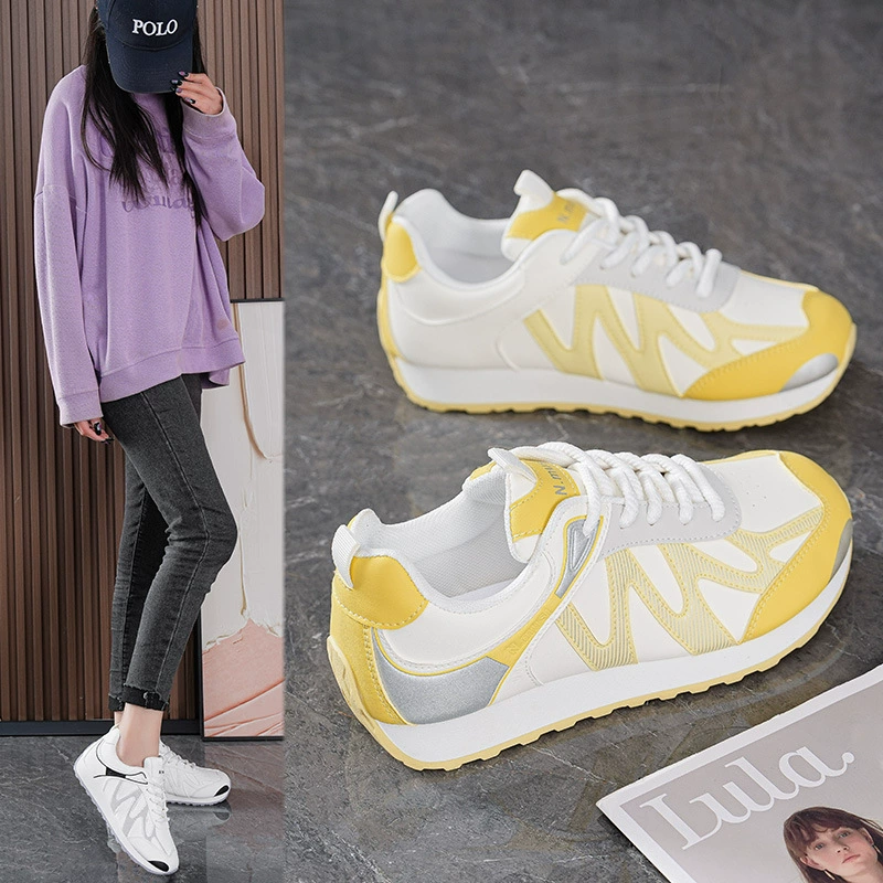 Tênis Branco Chunky Feminino 2025 Outono Respirável, Sola Grossa, Estilo Coreano, Sapatos Casuais