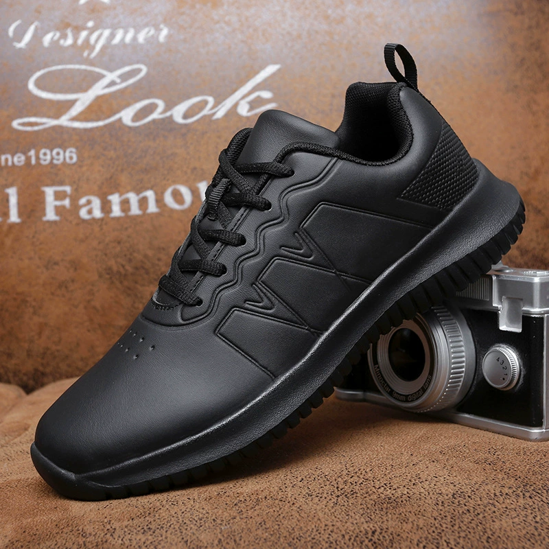 Chef Shoes Men 46 Big Size 48 Black Sports Shoes Kitchen Restaurant Work Casual Leather Shoes