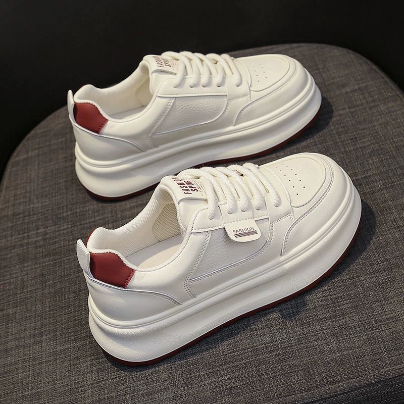 Zapatillas Blancas Transpirables Verano para Mujer, Suela Gruesa Coreana, Zapatos Casual de Tabla Elevadores