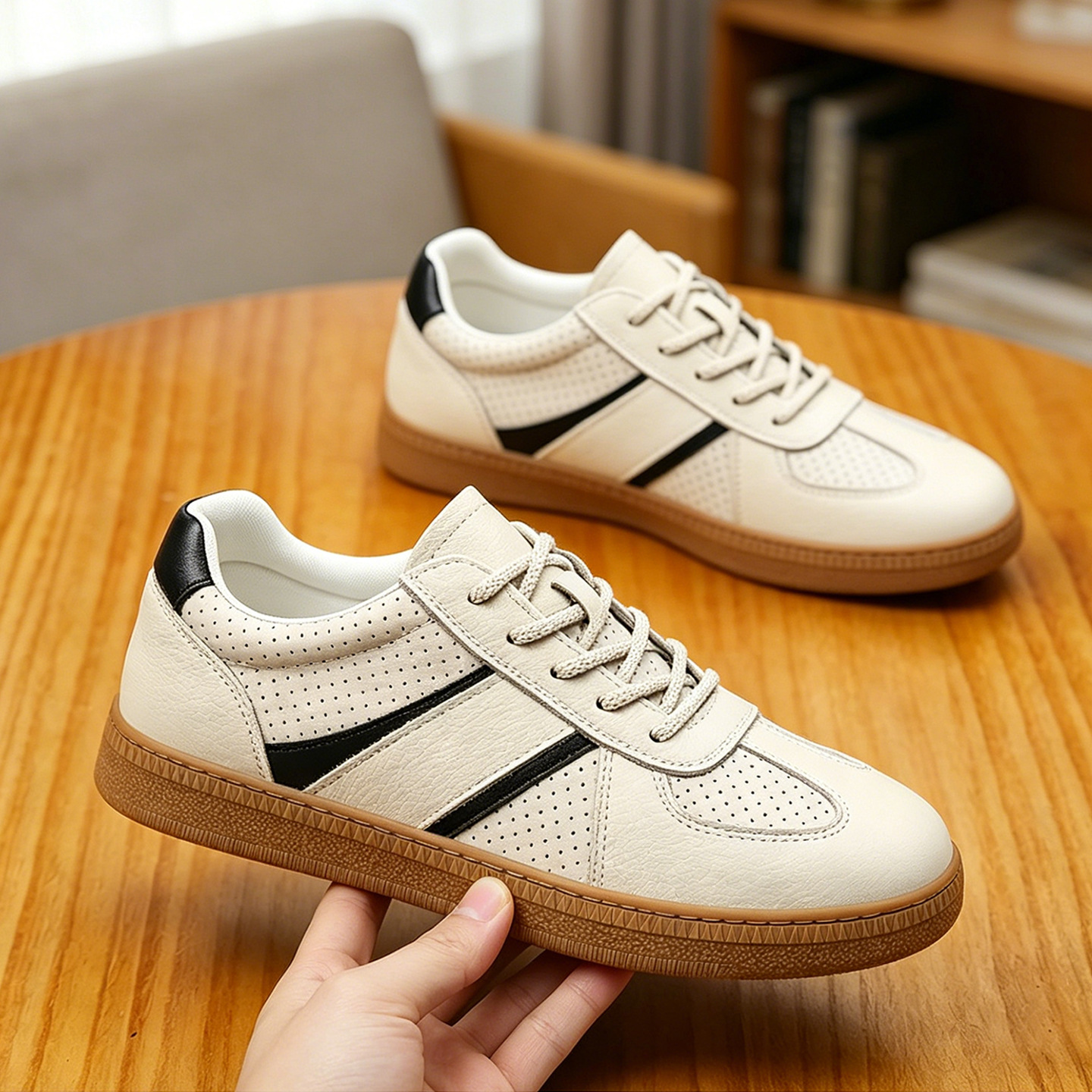Men's Leather Perforated Skate Shoes · YANYAN China shoe factory