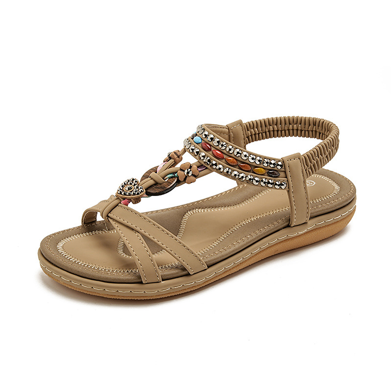 Women's Rhinestone Beach Flat Sandals · YANYAN China shoe factory
