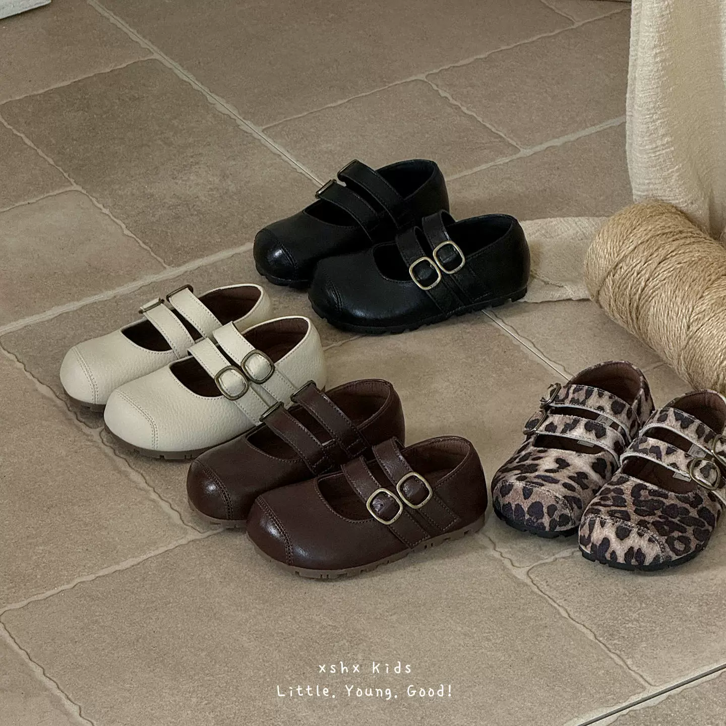 Chaussures en cuir simples XSHX pour filles, bout rond, Mary Jane vintage, velcro · MOHE China shoe factory