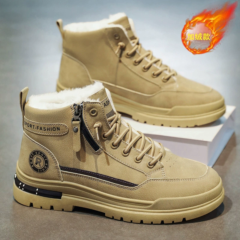Herren Winter-Fellgefütterte Martin-Stiefel, Wasserdicht Rutschfest, Arbeitssicherheitsstiefel für Bauarbeiten