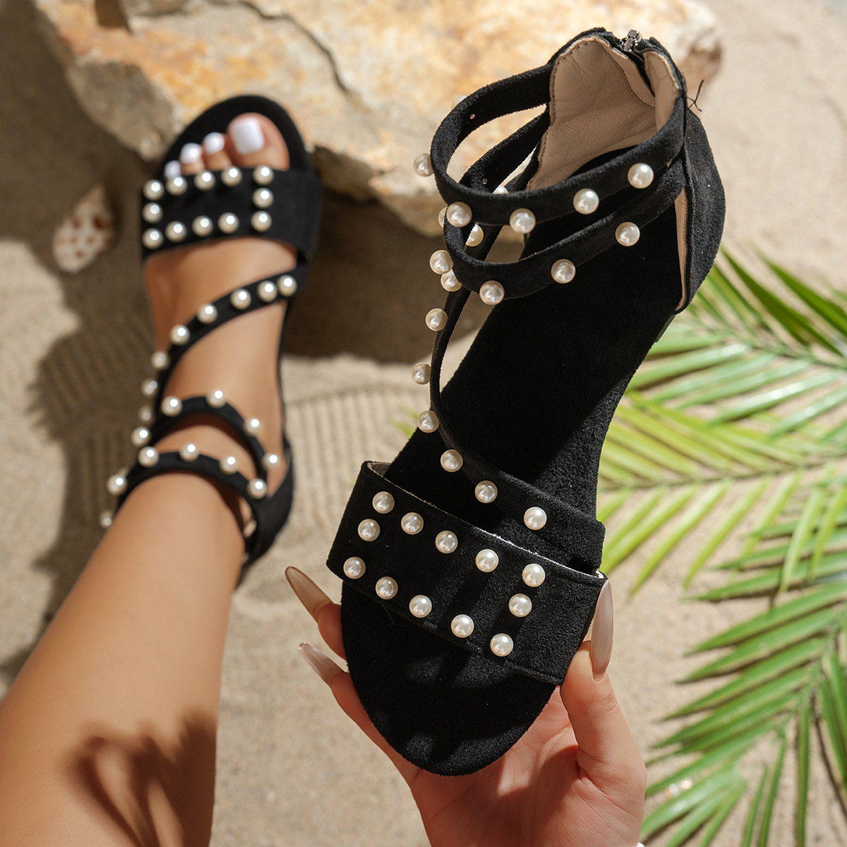 Women's Pearl Ankle Strap Sandals · YANYAN China shoe factory