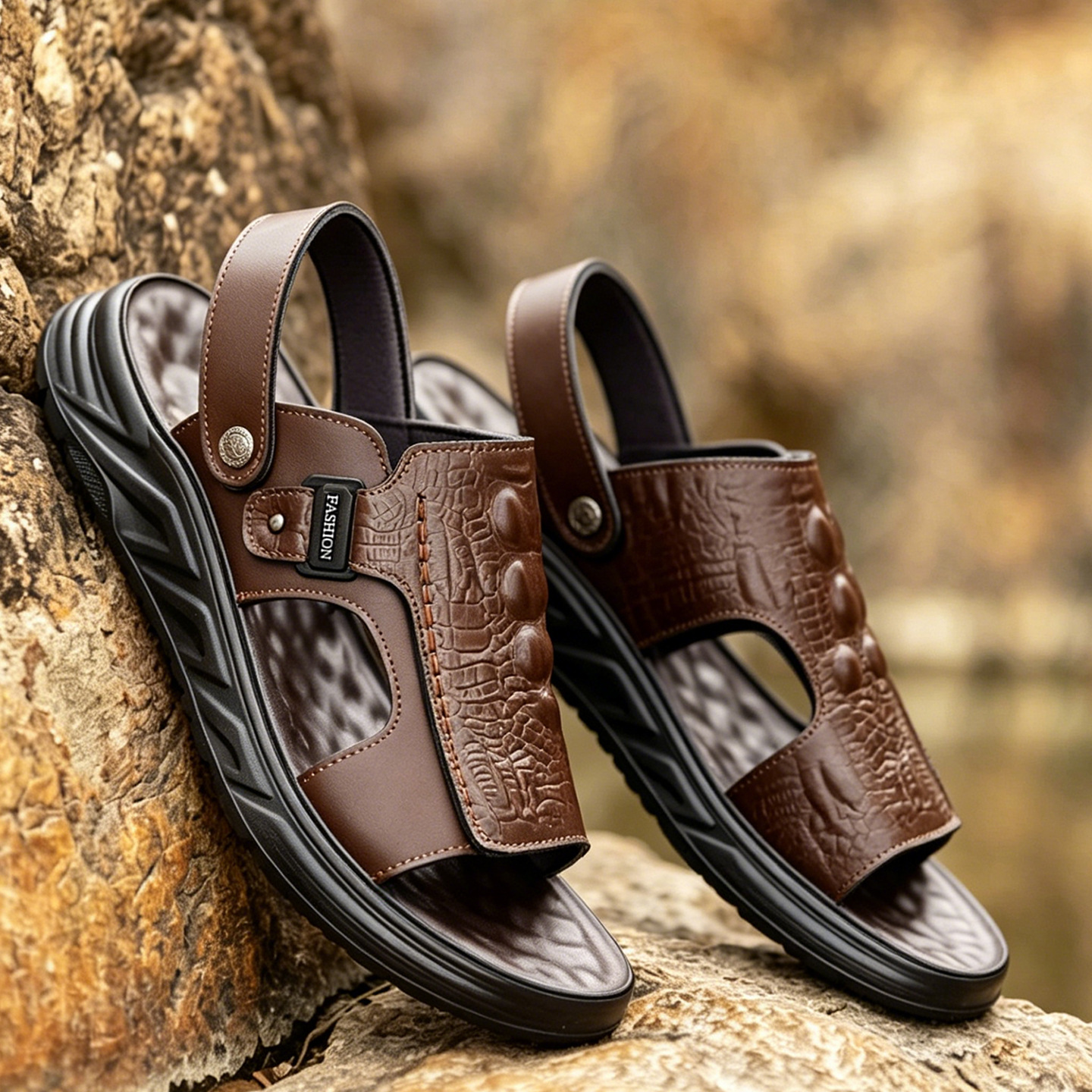 Men's Leather Breathable Beach Sandals · YANYAN China shoe factory