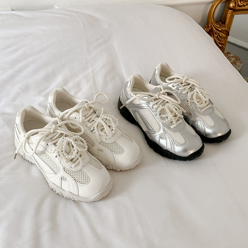 Women's Lace Pearl Casual Sneakers Platform Sneakers Summer New Arrival