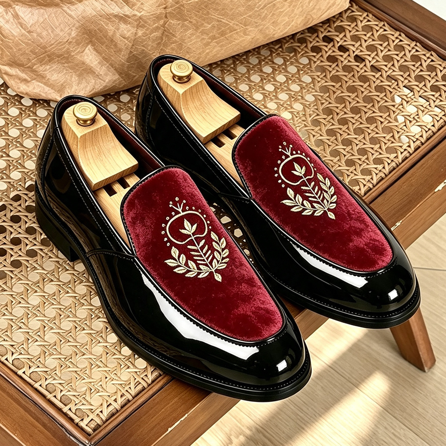 Men's Velvet Embroidered Slip-On Loafers · YANYAN China shoe factory
