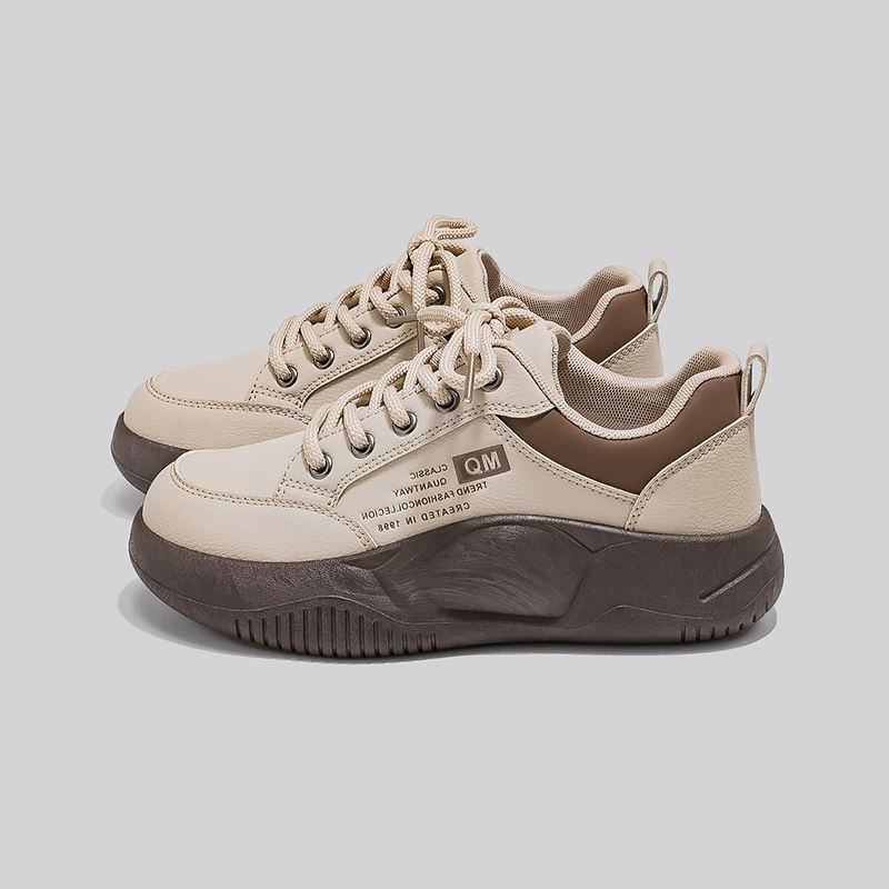 Outono 2024 Tênis Plataforma Casual Feminino Coreano Sola Grossa