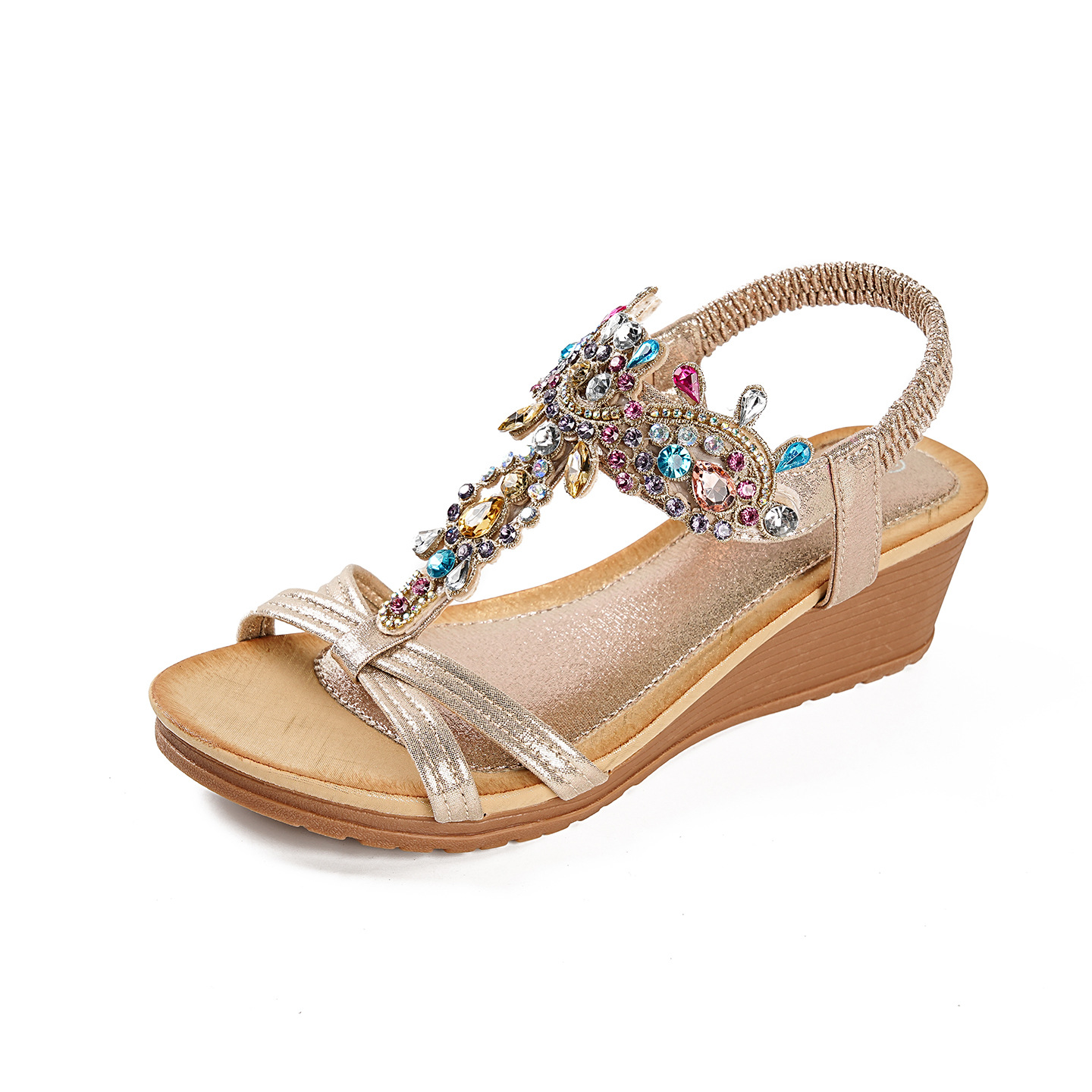 Women's Rhinestone Thong Wedge Sandals · YANYAN China shoe factory