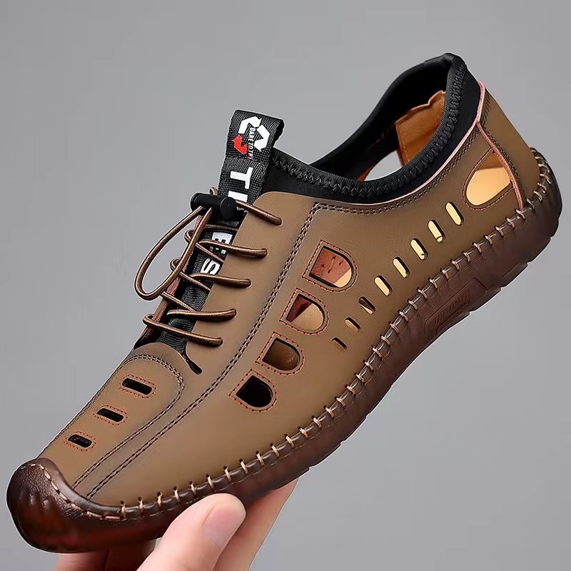 Men's Hollow Out Leather Sandals · YANYAN China shoe factory