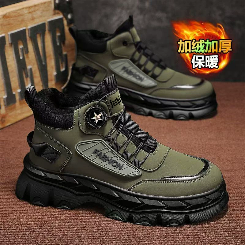 Men's Winter Martin Boots Warm Thick Rotating Buckle Waterproof Anti-Slip Snow Cotton Shoes
