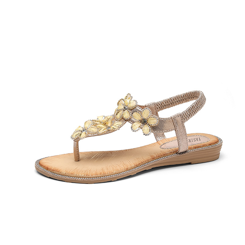 Women's Floral Rhinestone Flat Thong Sandals · YANYAN China shoe factory