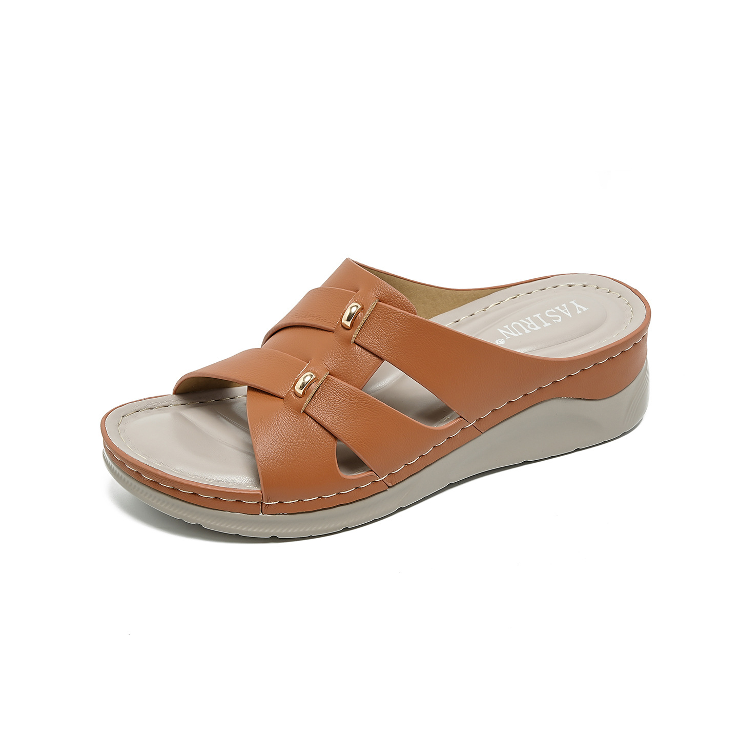 Women's Stitched Wedge Slides · YANYAN China shoe factory