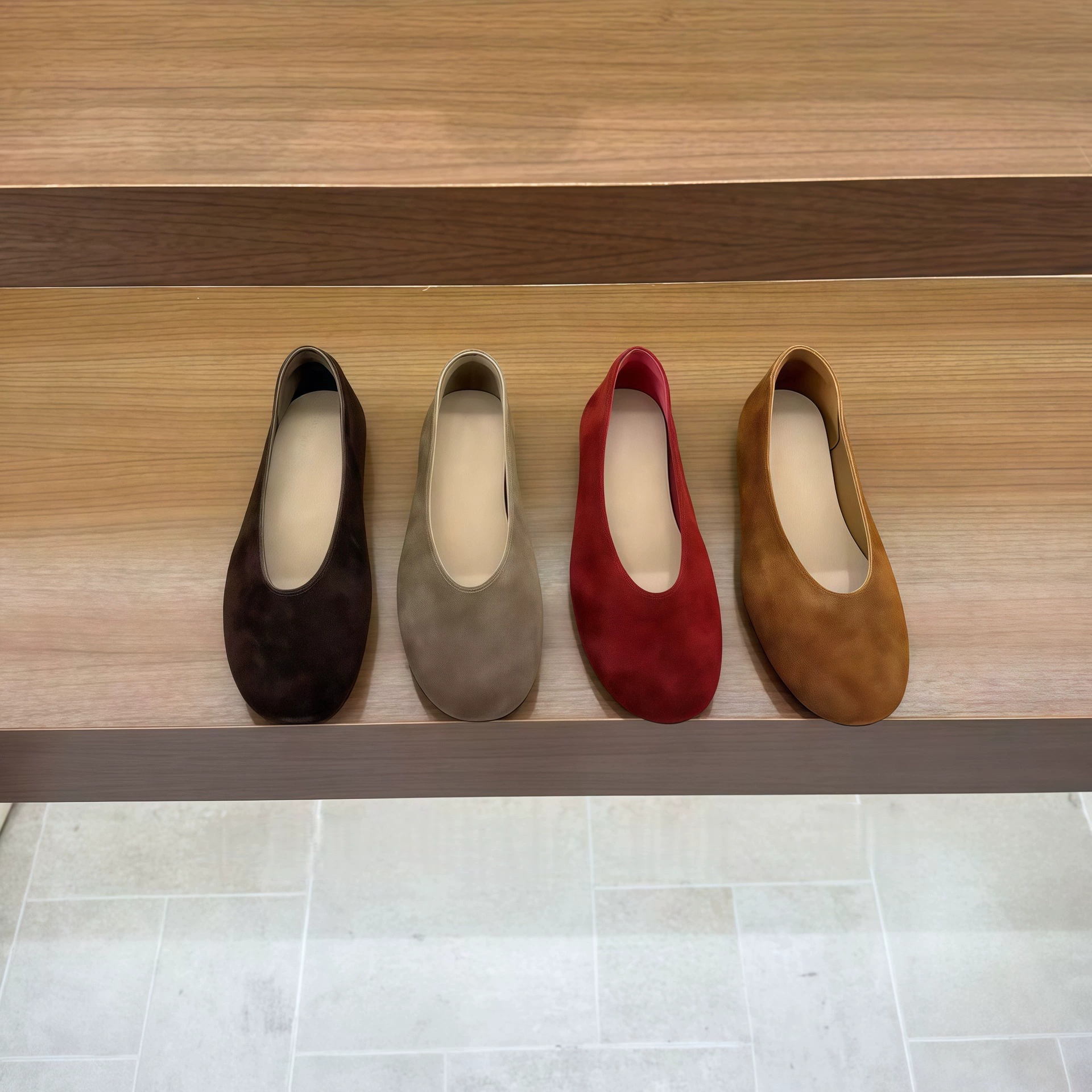 Chuyuji Chaussures plates rétro en velours grand-mère, mocassins confortables pour femme