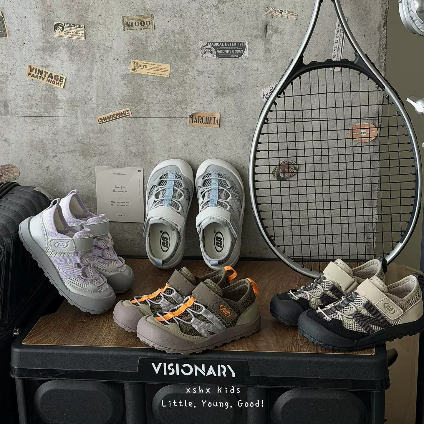 XSHX Chaussures en mesh pour enfants, bout fermé, antidérapantes, semelle souple en caoutchouc, lanières scratch, garçons et filles, style coréen · MOHE China shoe factory