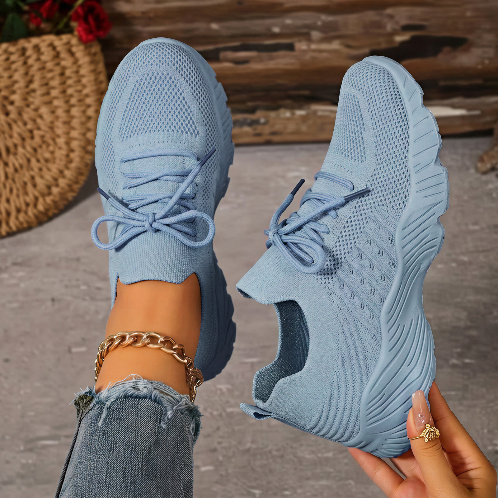 Women's Plus Size Flyknit Sneakers Lightweight Casual · YANYAN China shoe factory