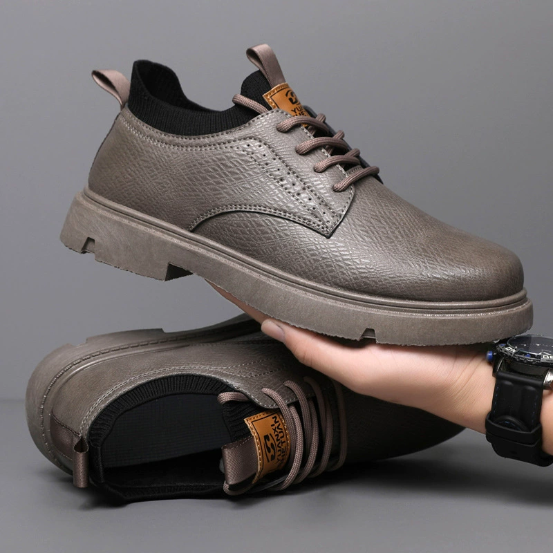 Men's Soft Leather Business Casual Shoes, Winter Martin Boots for Work