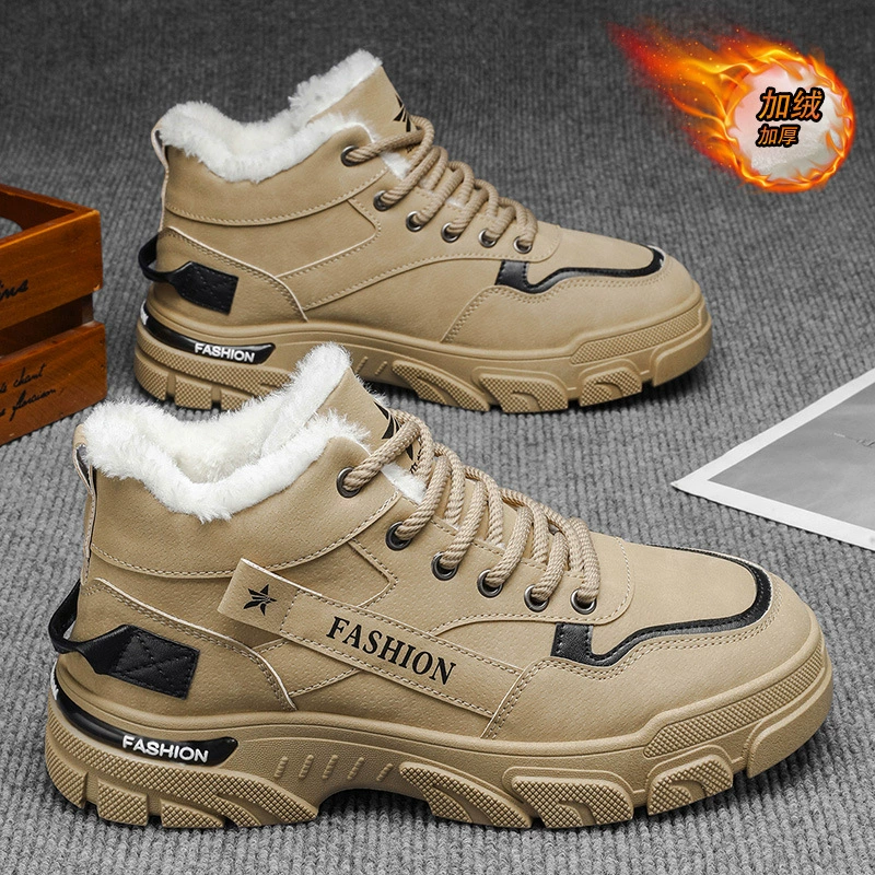 Sapatos de Algodão Cano Alto com Forro de Pele para Homem, Inverno 2026 Novo, Botas Martin de Segurança para Trabalho