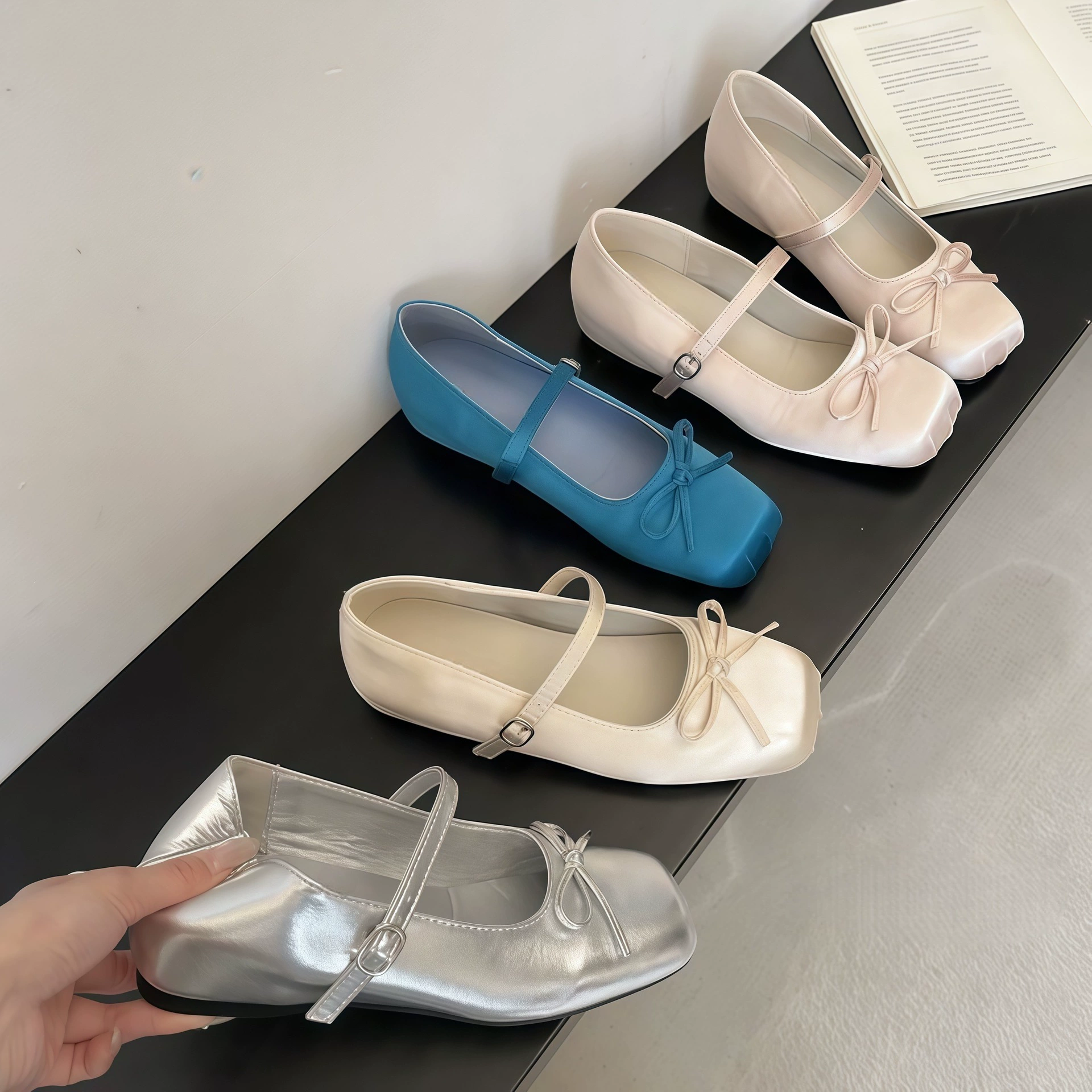 Chuyuji Zapatos de Cuña Oculta de Ballet Punta Cuadrada de Satén Mujer Primavera Verano 2026 Planos Mary Jane · MOHE China shoe factory