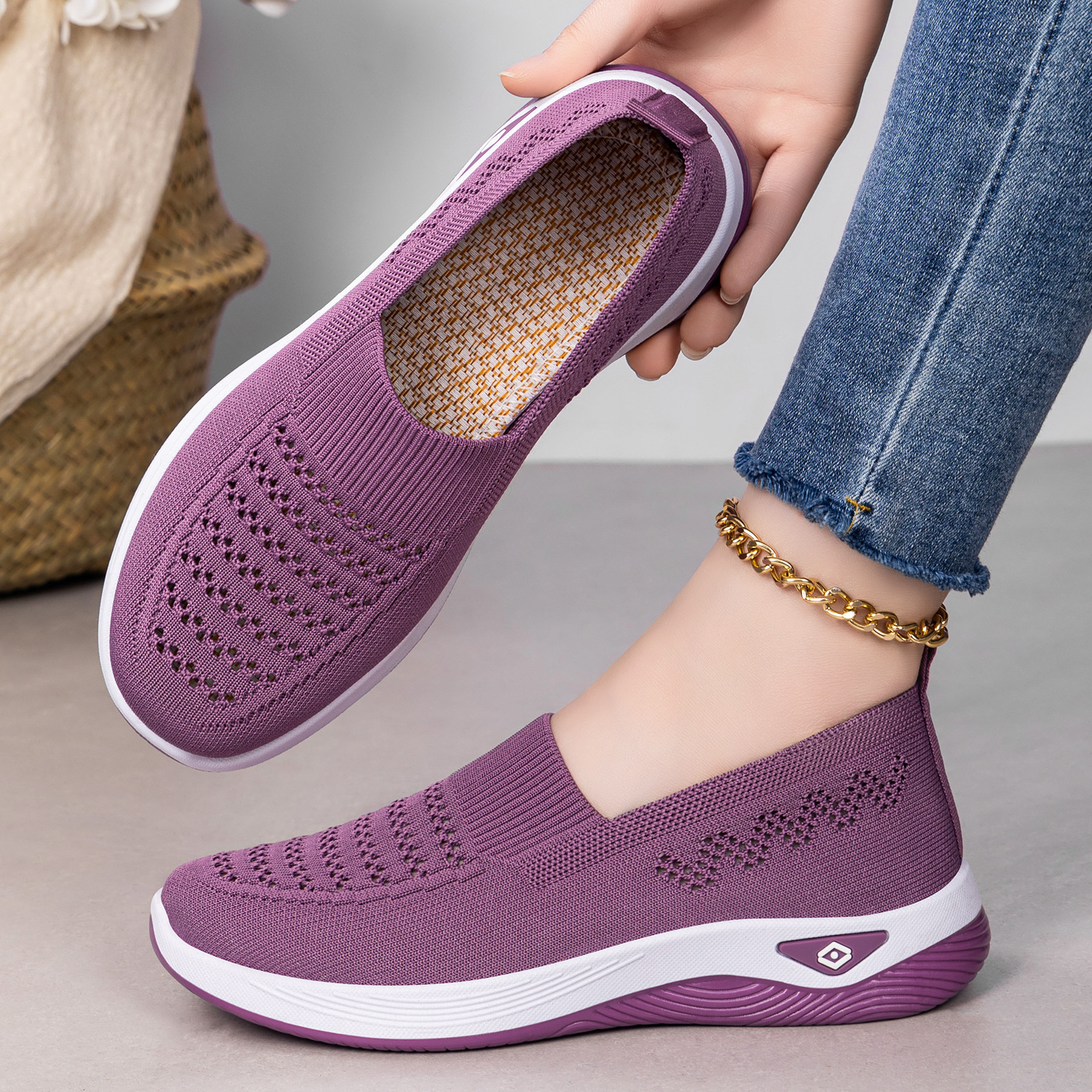 Women's Plus Size Flyknit Flats · YANYAN China shoe factory