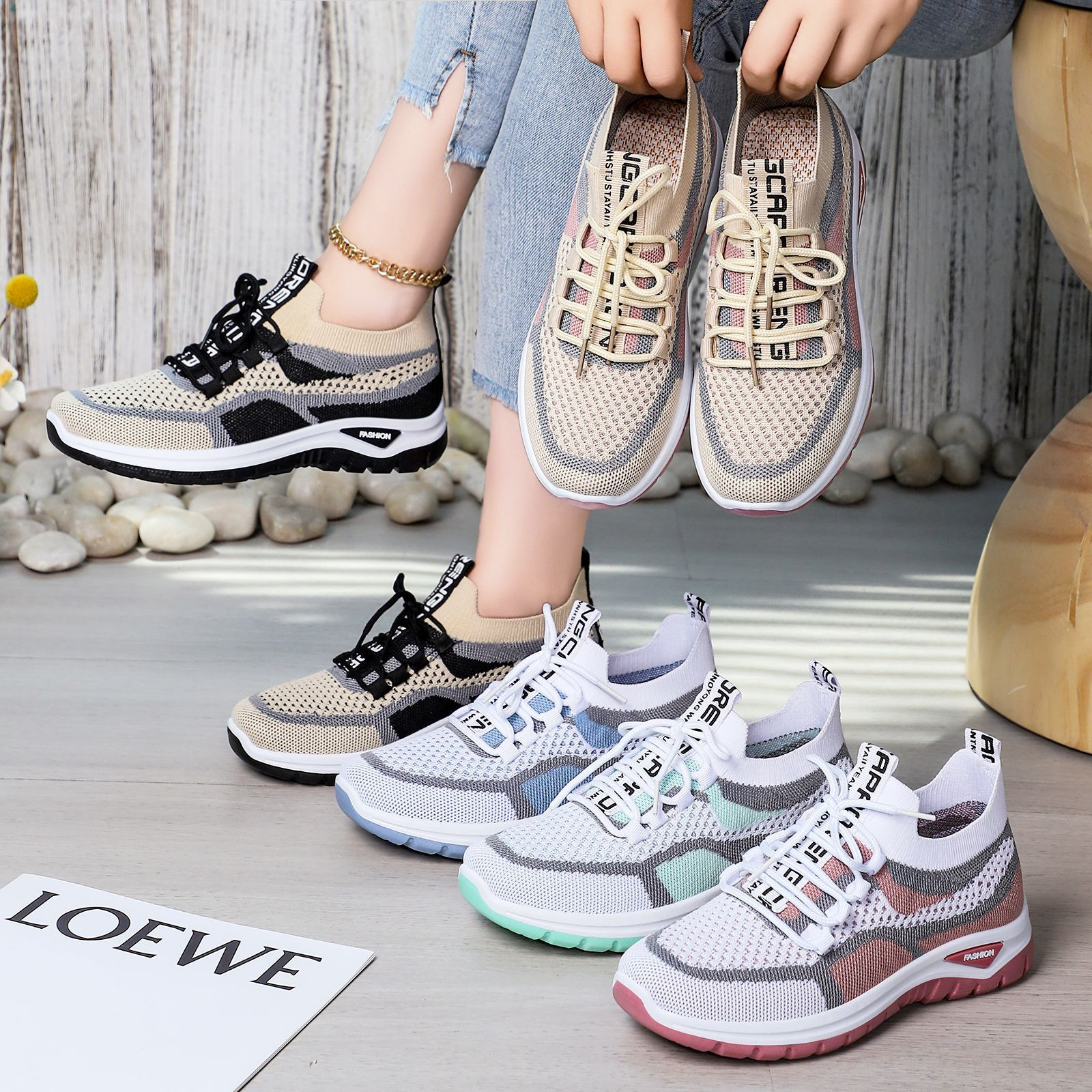Women's Breathable Flyknit Running Shoes · YANYAN China shoe factory