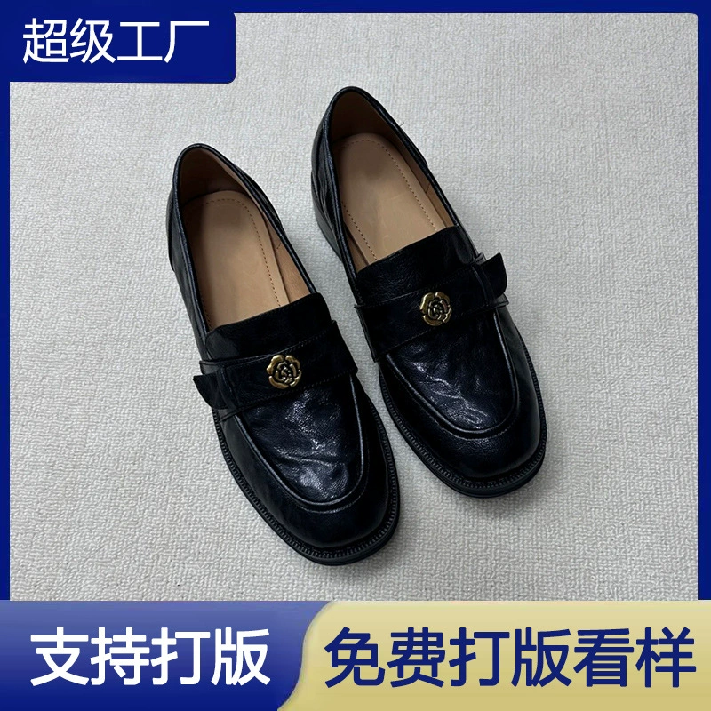 2025 Camellia British Vintage Round Toe Loafers Women Fashion Slip On Shoes