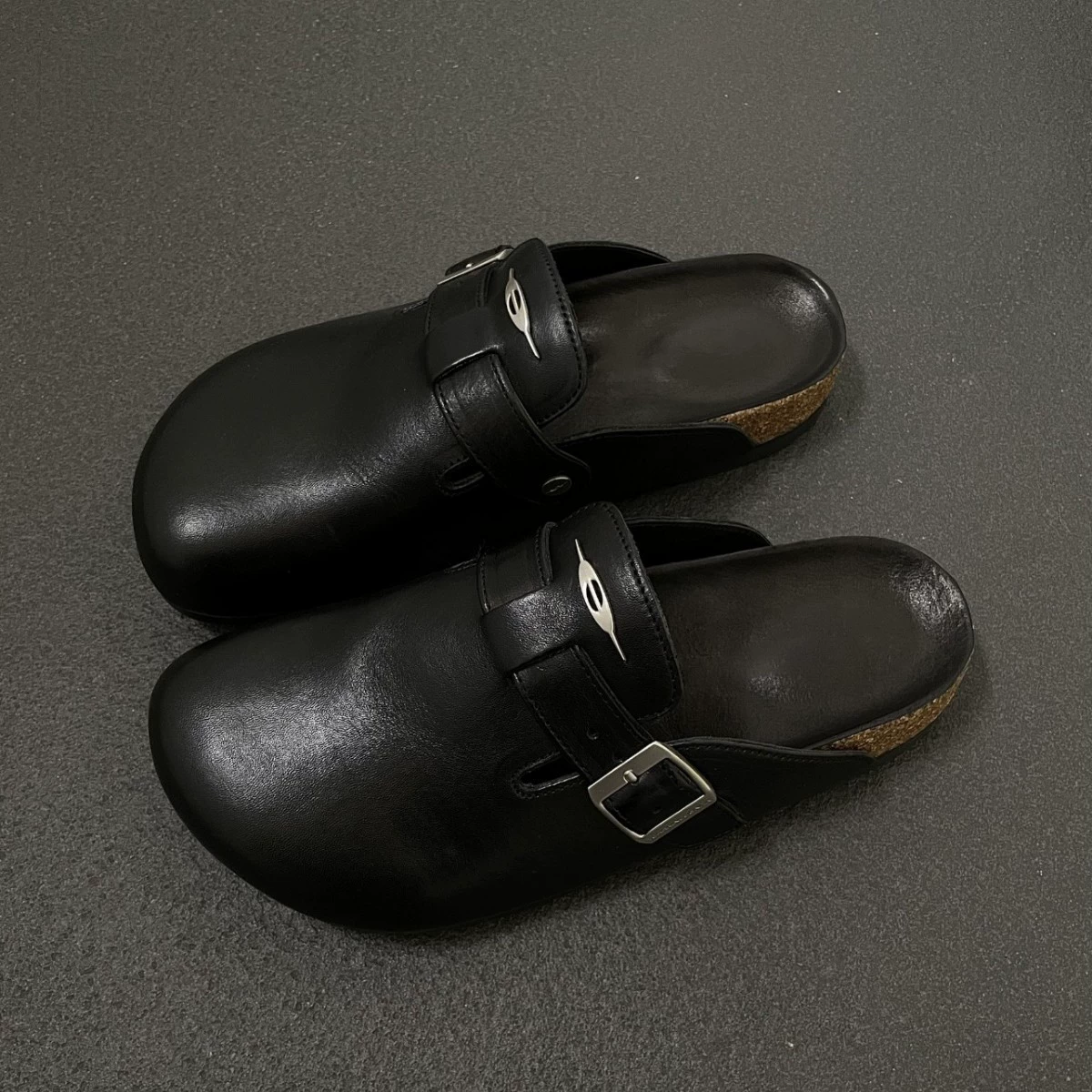 Sabots noirs vintage pour femmes printemps-été 2025, mules en liège à semelle épaisse