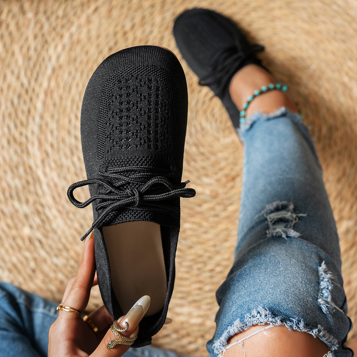 Women's Knit Soft Sole High Heel Loafers · YANYAN China shoe factory