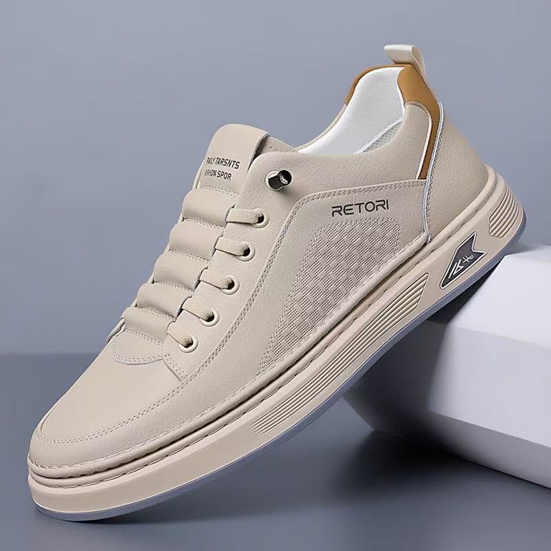 Men's Breathable Leather Low-Top Skate Shoes · YANYAN China shoe factory