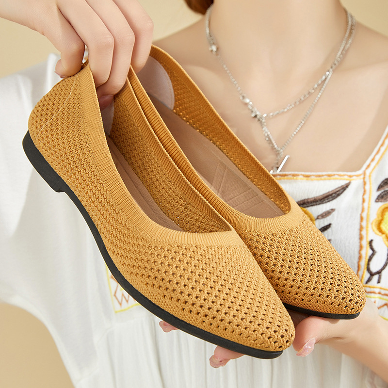 Women's Pointed Toe Hollow Flat Shoes · YANYAN China shoe factory