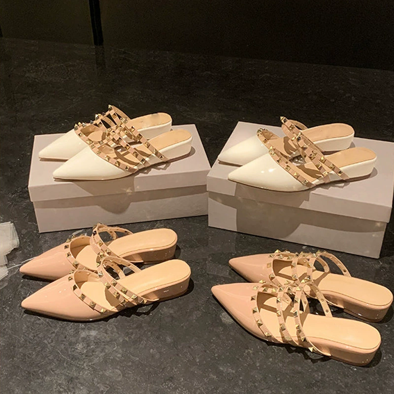 Nuevos mules de verano 2026, cuña de 4 cm, punta afilada, pedrería, suela gruesa suave