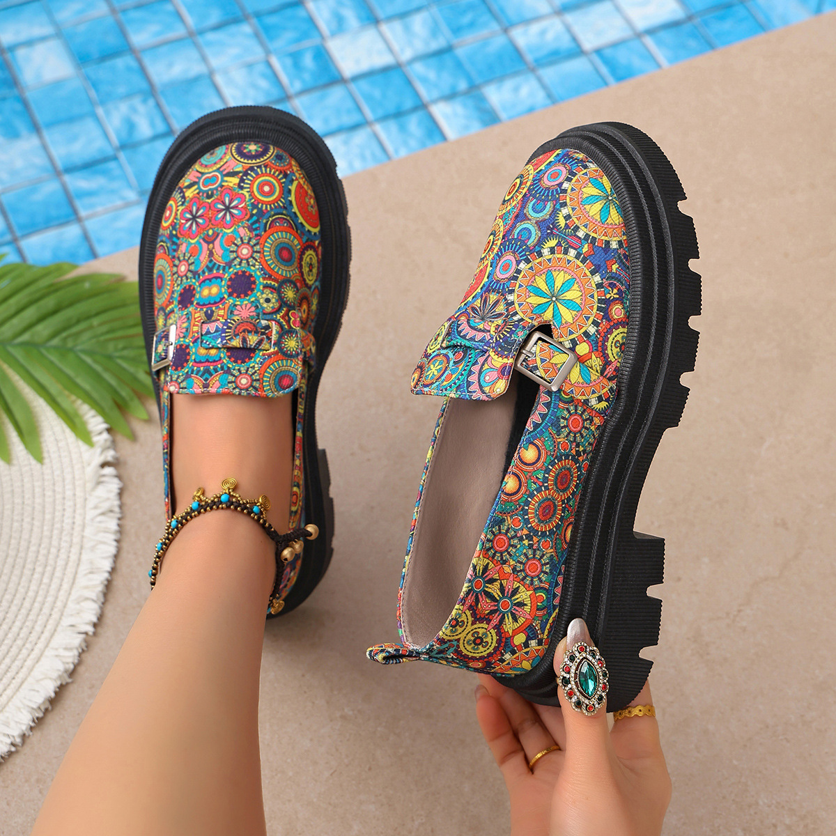 Women's Floral Platform Loafers · YANYAN China shoe factory