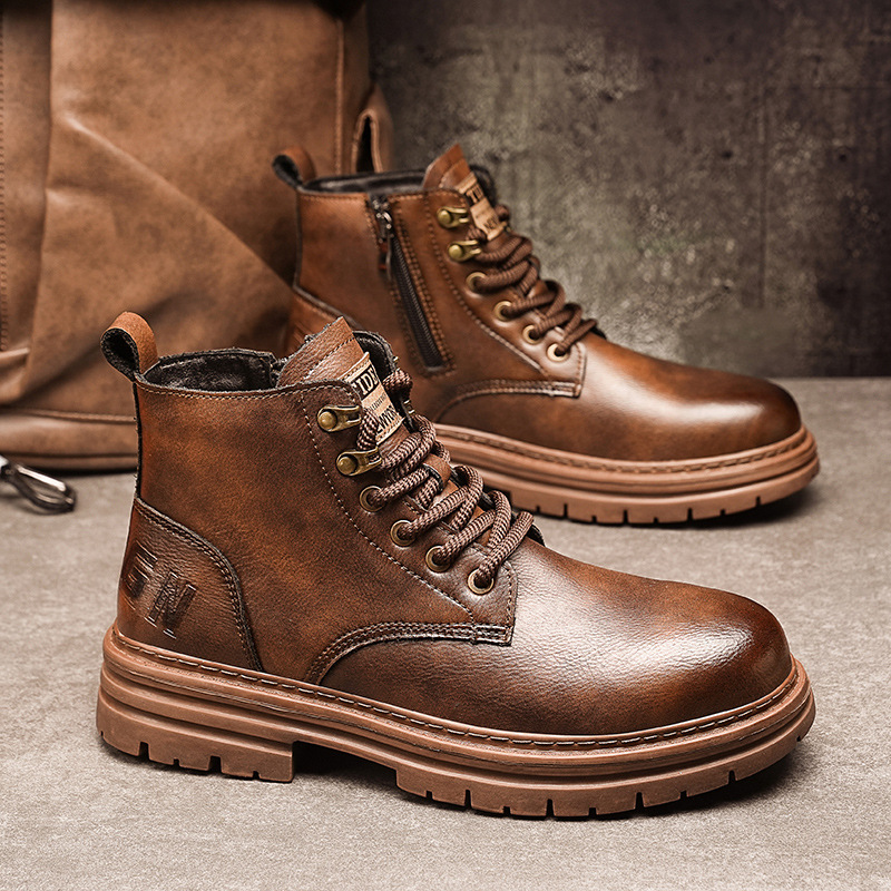 Men's High Top Retro Work Boots · YANYAN China shoe factory
