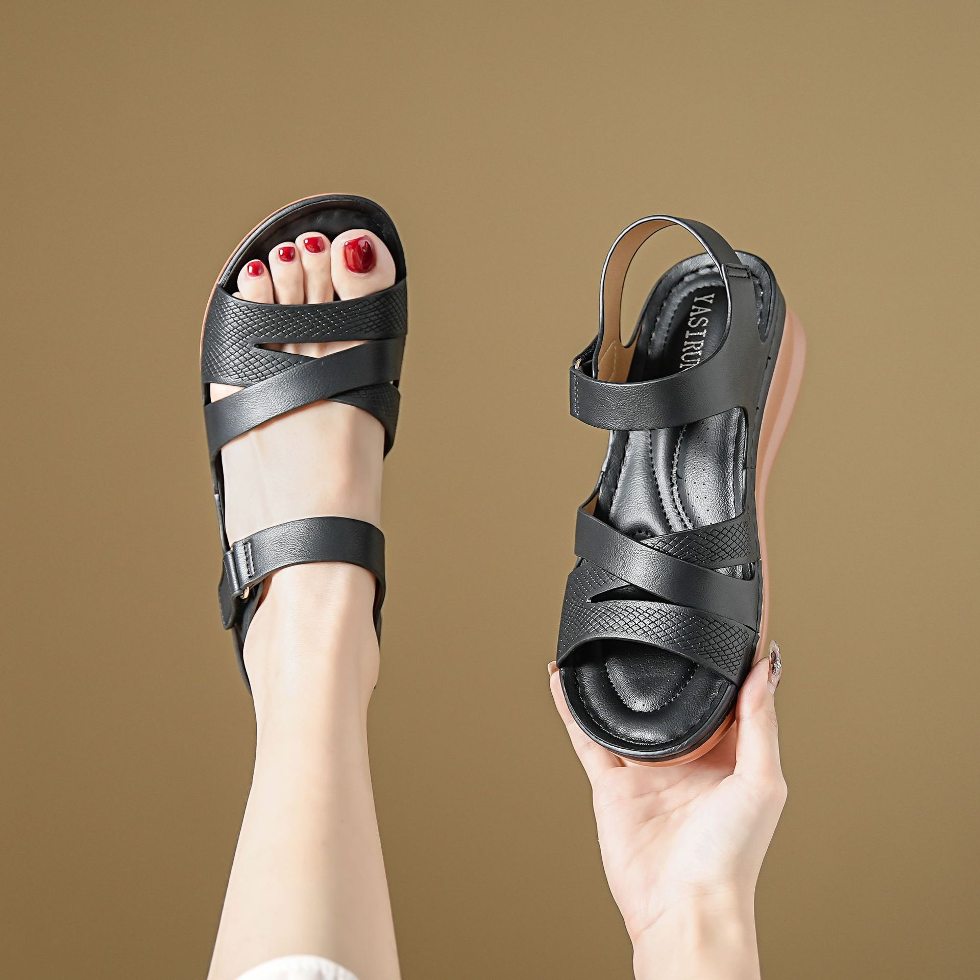 Women's Wedge Buckle Slide Sandals · YANYAN China shoe factory