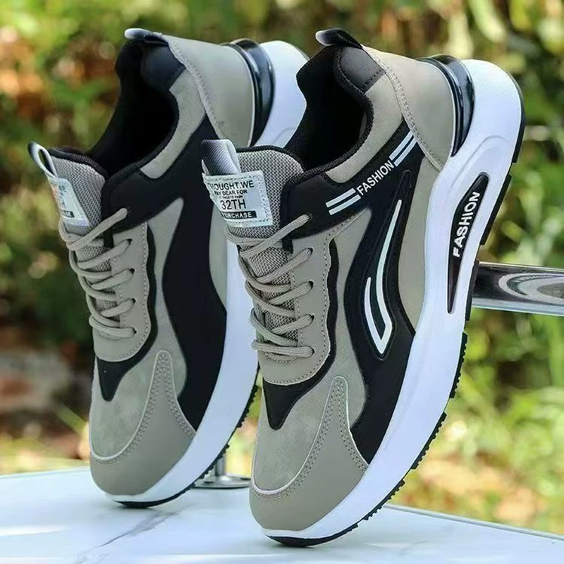 Men's Autumn Leather Running Shoes 2026 New Style Anti-Slip Waterproof Sports Shoes