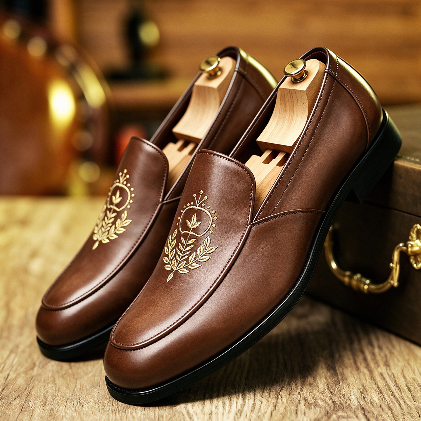 Men's Embroidered Slip-On Loafers · YANYAN China shoe factory