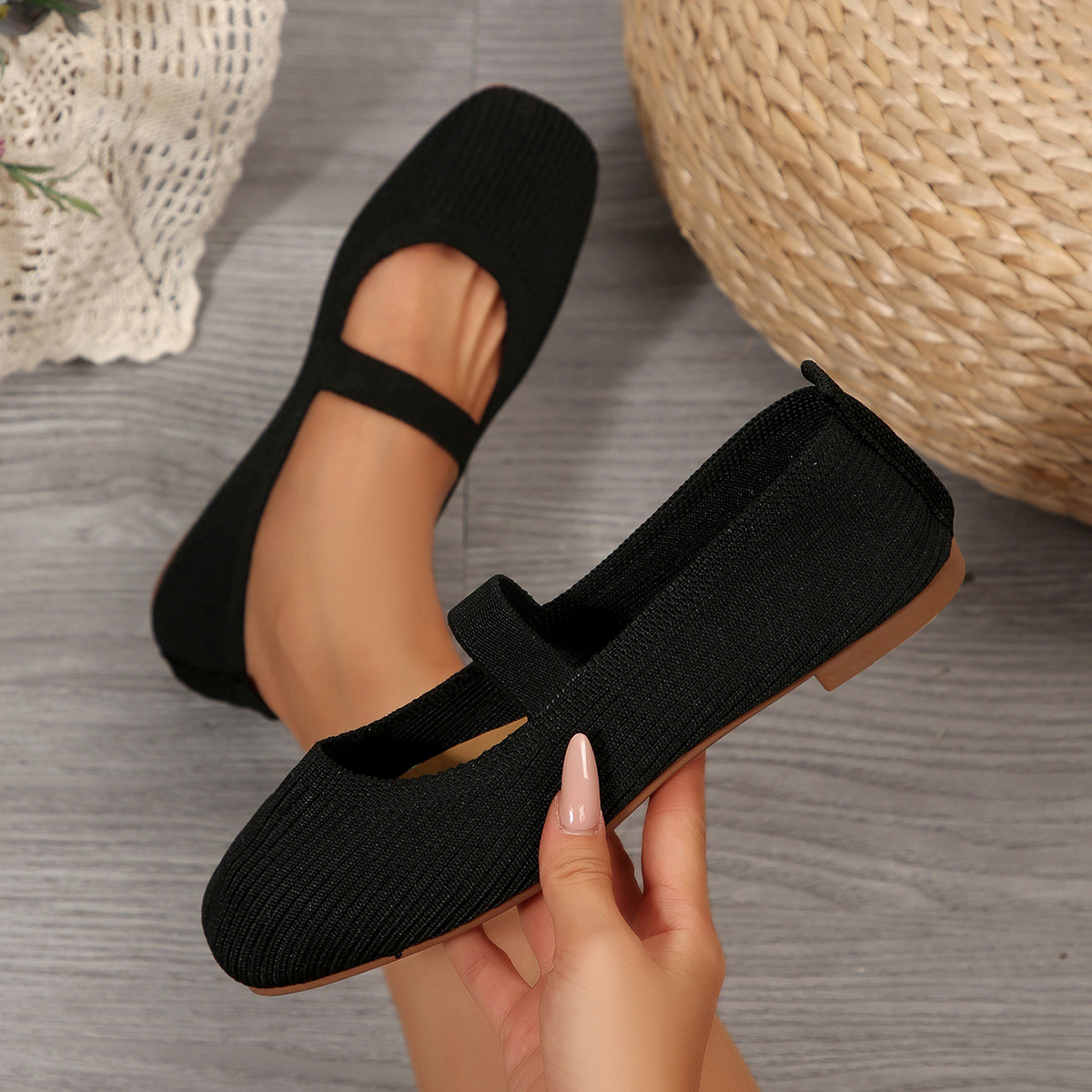 Women's Knit Mary Jane Flats · YANYAN China shoe factory
