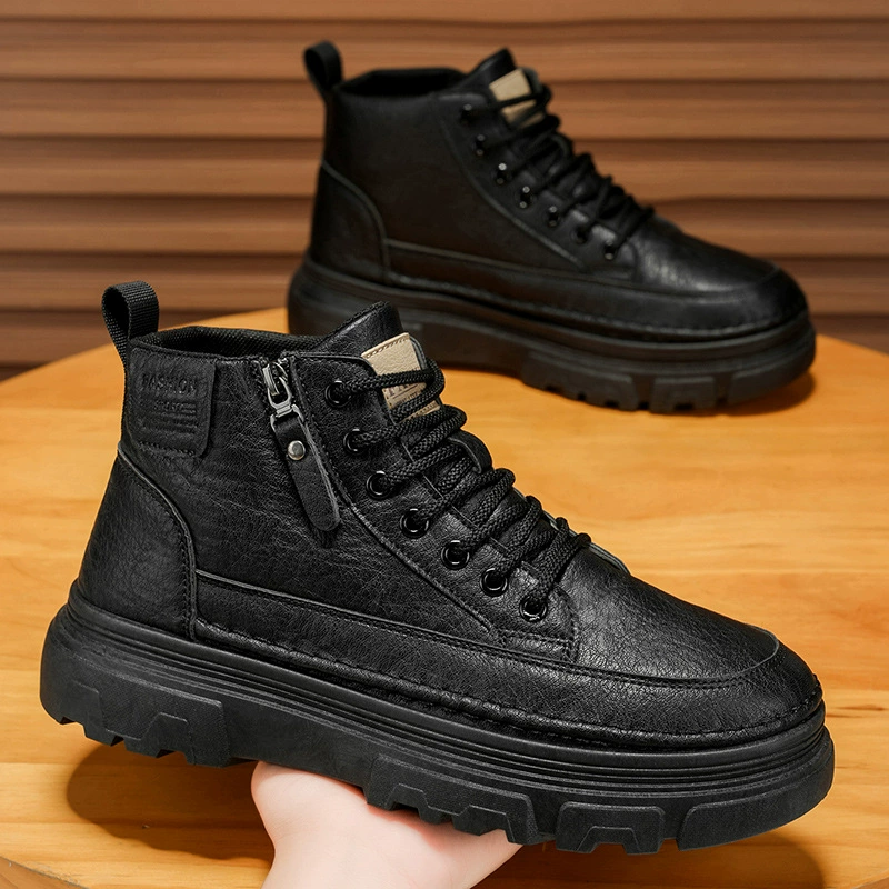 2026 Primavera Nuevas Botas Martin para hombre Caña alta Zapatos de trabajo de cuero Antideslizantes Botas cortas