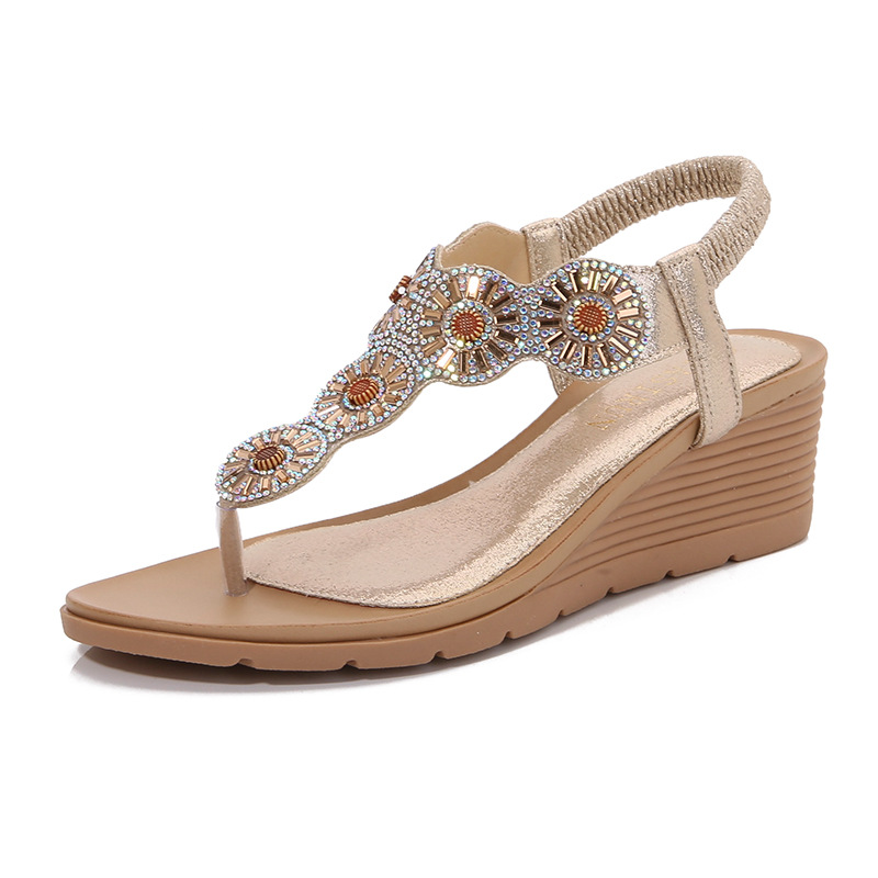 Women's Rhinestone Wedge Sandals · YANYAN China shoe factory